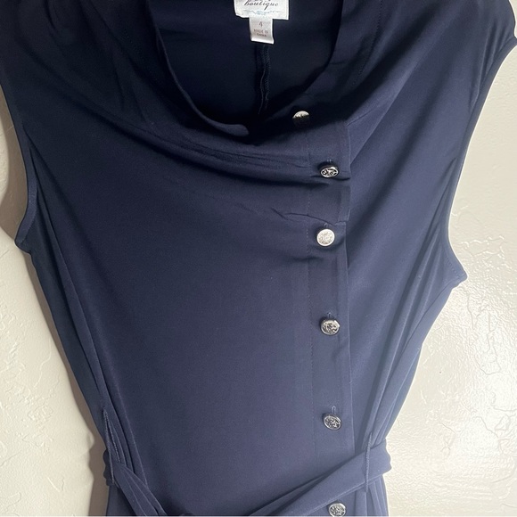 Suzi Chin for Maggy Boutique Dark Navy Stretch Belt Dress - Size 4 - Picture 3 of 8